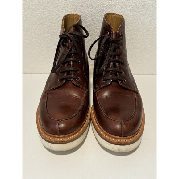GRENSON ASA Brown Leather Boots Sz 7.5 Derby Lace Up Round Toe XL Extra Light - Picture 5 of 14